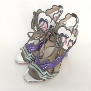 Sophia Webster Heaven Tempest Purple and Silver Lace-Up Heels size 36